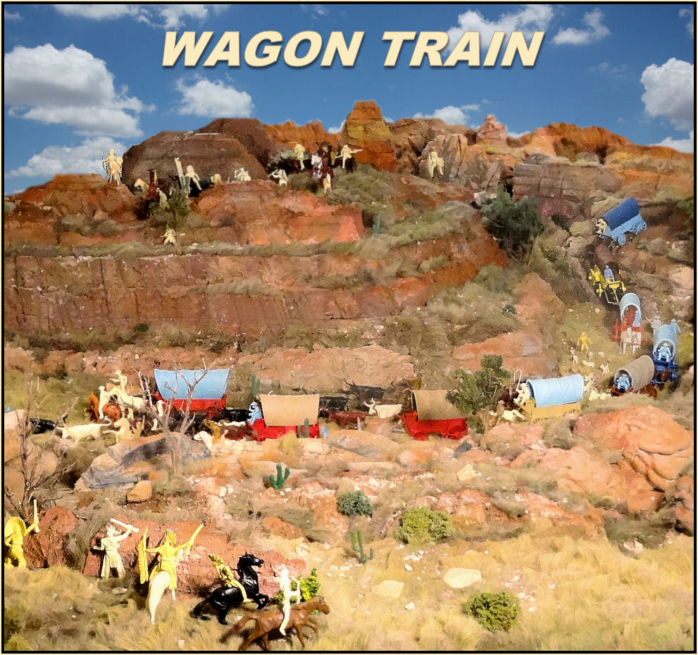 MarxWagon Train playset diorama
